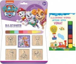 Træstempler 5×5 cm med stempelpude og vokspastel PAW PATROL