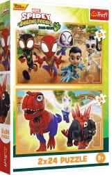 Puslespil 2×24 SPIDEY og dinosaurer Trefl
