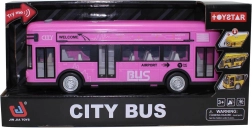 Lyserød bybus med lyde og lys