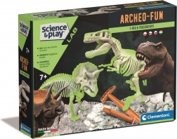 Clementoni Science & Play ArcheoFun: T‑Rex og Triceratops – udgravningssæt med lysende skeletter