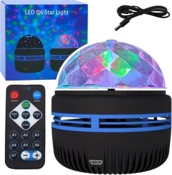 USB LED-projektor og natlampe RGB 360° med fjernbetjening