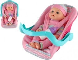 dukke baby 30 cm med bæresele/bilautostol og sutteflaske