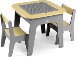 Børnebord med to stole Milly Mally Olaf Blocks mørkegråt - 3 dele
