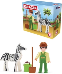 Igráček dyrepasser med zebra og tilbehør