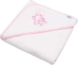 Baby frottéhåndklæde med hætte NEW BABY 80 × 80 cm – hvid, lille elefant