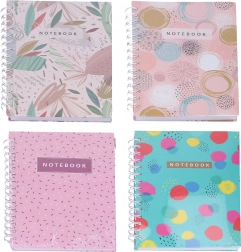 Spiralblok A5, linjeret, 100 sider, mix af motiver