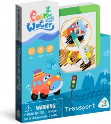 magisk vandmaling – transport – malebog 12 × 14 cm med pensel, 8 sider