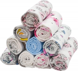 bomuldsbleer med print New Baby 60 × 80 cm – pakke med 10 stk.