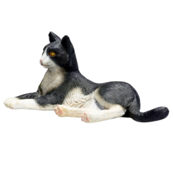 Sort/hvid liggende kat Mojo