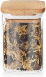 Glaskrukke til tørvarer 200 ml med bambuslåg og tætningsring