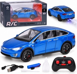 RC-bil Tesla Model X i målestoksforholdet 1:22 med LED-lys og tågeeffekt