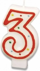 Lys til kage tal 3, 7,3 cm