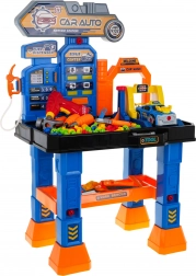 Interaktivt autoværksted 4-i-1 til børn 3+ med bord, vaskehal, tankstation, lille bil og boremaskine