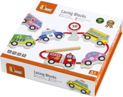 Viga træ snøresæt med køretøjer Montessori