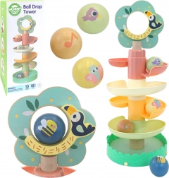 Træ spiral-kuglebane WOOPIE GREEN 6 dele