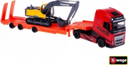 bburago lastbil volvo fh16 globetrotter med gravemaskine volvo ec220e 1:43