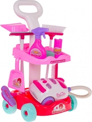 Børne-rengøringssæt med interaktiv støvsuger og vogn