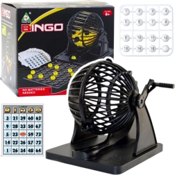 Familiespil bingo med trækningsmaskine, 80 kugler og 20 kort
