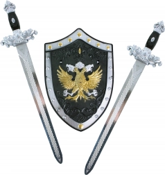 ridder-sæt med skjold og to sværd til børn