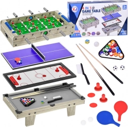 Bordspilssæt 4-i-1 – bordfodbold, airhockey, pingpong og billiard