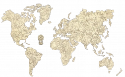 Trædyrverdenskort 3D, størrelse M