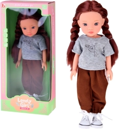 Lovely Girl-dukke med satinfletninger i sportstøj 33 cm