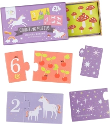 Matchende puslespil til at lære at tælle – enhjørninger – Enhjørninger