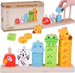 Stablingsspil i træ med dyr til læring af farver og tal