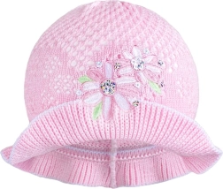 Strikket New Baby-hat, rosa-hvid