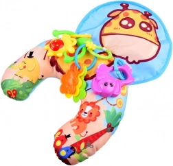 Stabiliserende pude til babyer med raslelyde og knitremåtte – Giraf
