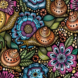 Kvadratisk puslespil Q Life: snegle på blomster, 72 brikker