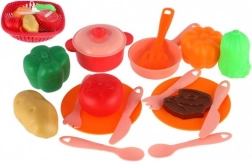 Sæt med børneservice i kurv med tilbehør