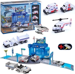Woopie tematisk sæt politistation i lufthavn med biler og helikopter, 37 dele