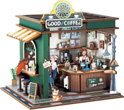 3D træbyggesæt café med lyseffekter 14,5 × 16 × 15,8 cm