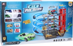 Parkeringsstation med 6 metalbiler 55 × 40 × 44 cm