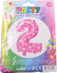 Oppustelig ballon tal 1 med små hjerter – Rosa