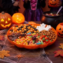 Halloween-serveringsskål formet som et græskar, orange