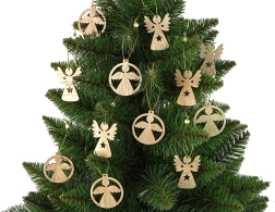 Juletræspynt i træ – engle 12 stk