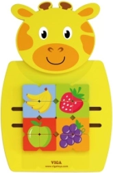VIGA Montessori træmanipulationsbræt formet som en giraf med FSC-certifikat