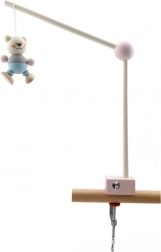 Hess træholder til uro over tremmeseng – lyserød, med fast klemme