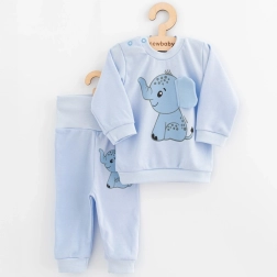Baby sæt T-shirt og joggingbukser NEW BABY Happy Elephant blå 62 (3–6 mdr.)