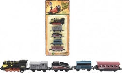 Tog med vogne, 5 stk., metal/plast, 8 cm, med pull-back