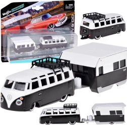 Maisto metalmodel VOLKSWAGEN Van Samba med campingvogn 1:64
