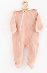 Baby-muslin heldragt med hætte NEW BABY Comfort, lyserød, str. 74 (6–9 måneder)