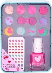 Børnesæt med øjenskygger og neglelakker i metaldåse