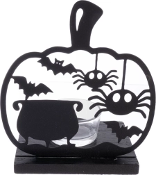 Halloween-lysestage i metal, sort