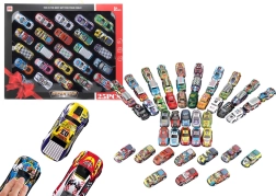 Sæt med legetøjsbiler med træk-op – farverig kollektion med 25 stk.