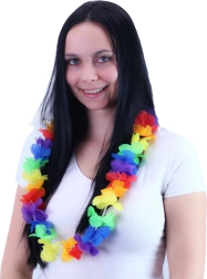 Halskæde Hawaii farverige blomster