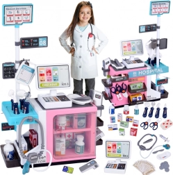 børnelægeklinik med kasseapparat og apotek – interaktivt sæt til små læger