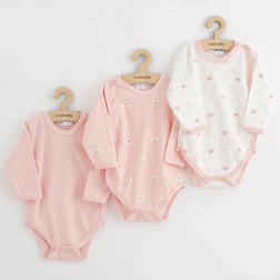 Babybody med fuld åbning NEW BABY Classic II, til piger, 3 stk., lyserød, str. 62 (3–6 måneder)